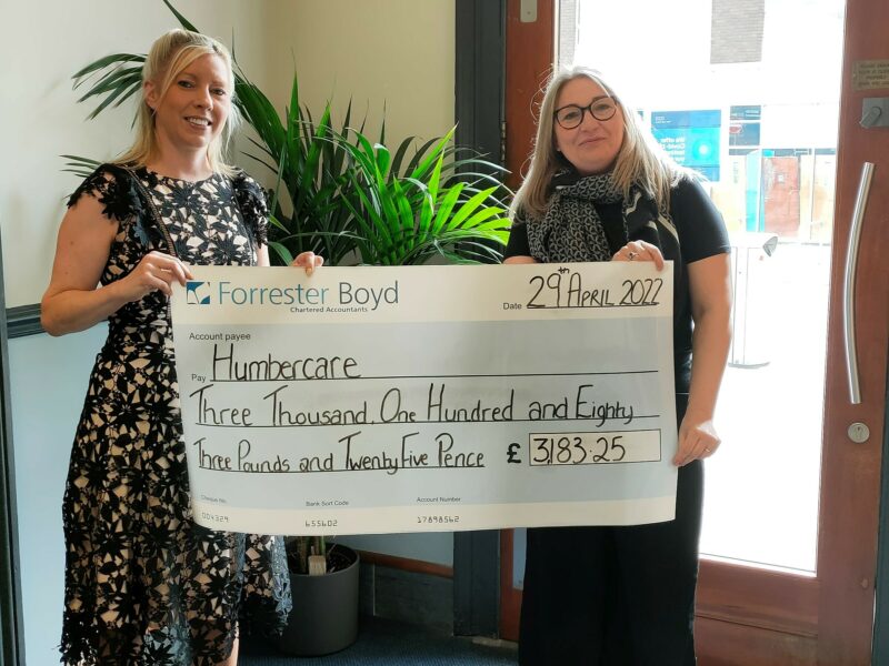 Cheque presentation to Humbercare