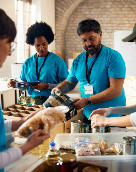 Charity food bank workers