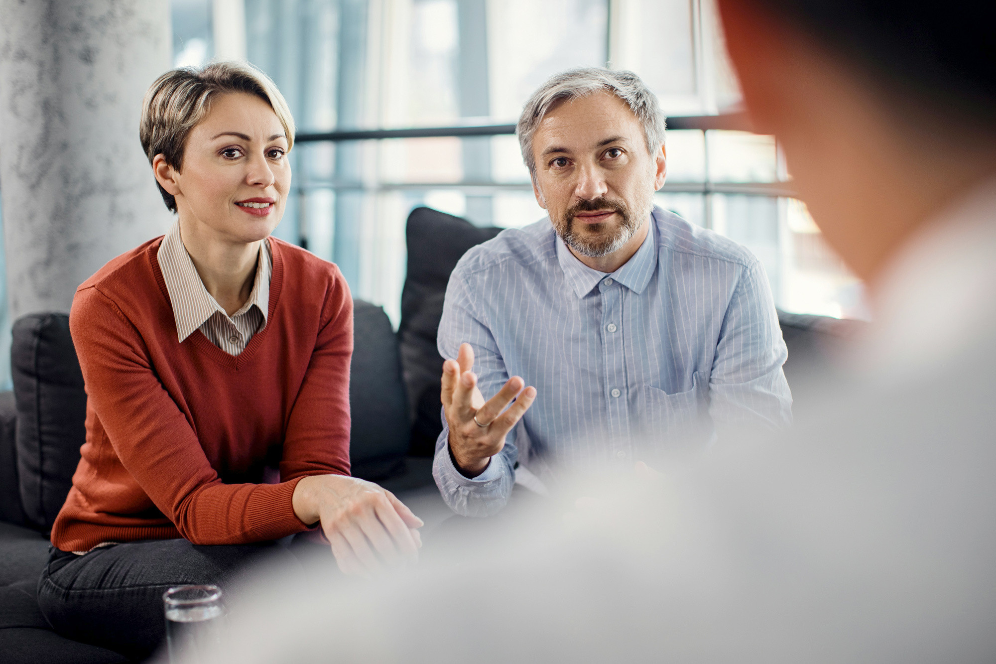 A couple meeting to discuss their inheritance tax