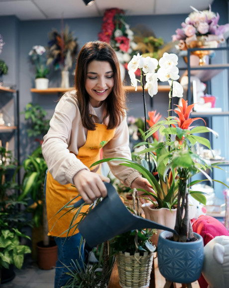 Retail florist in her shop