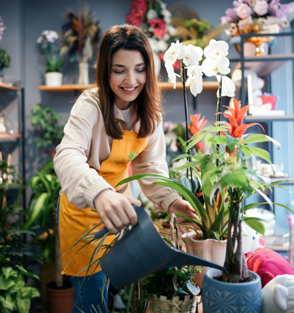 Retail florist in her shop