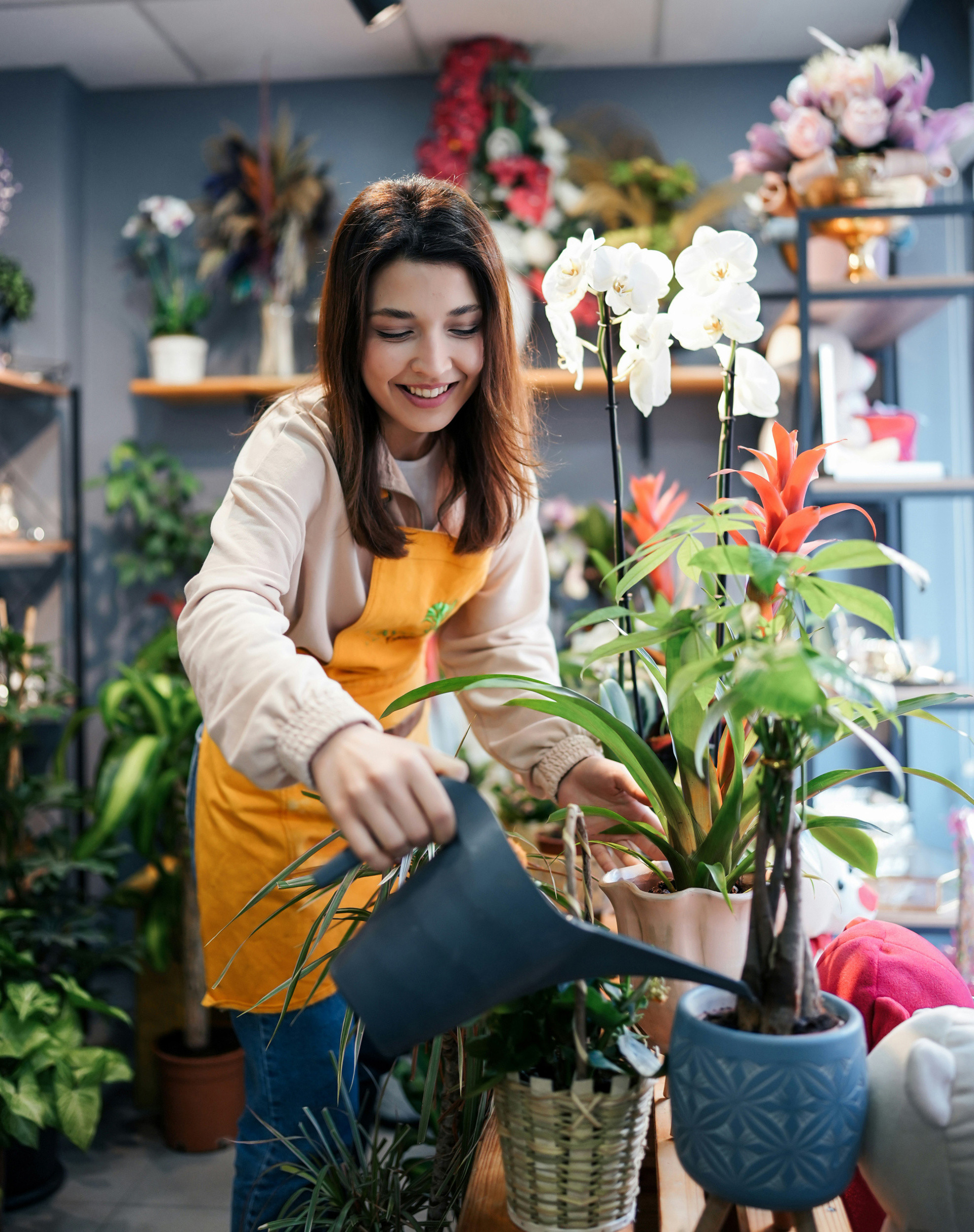 Retail florist in her shop